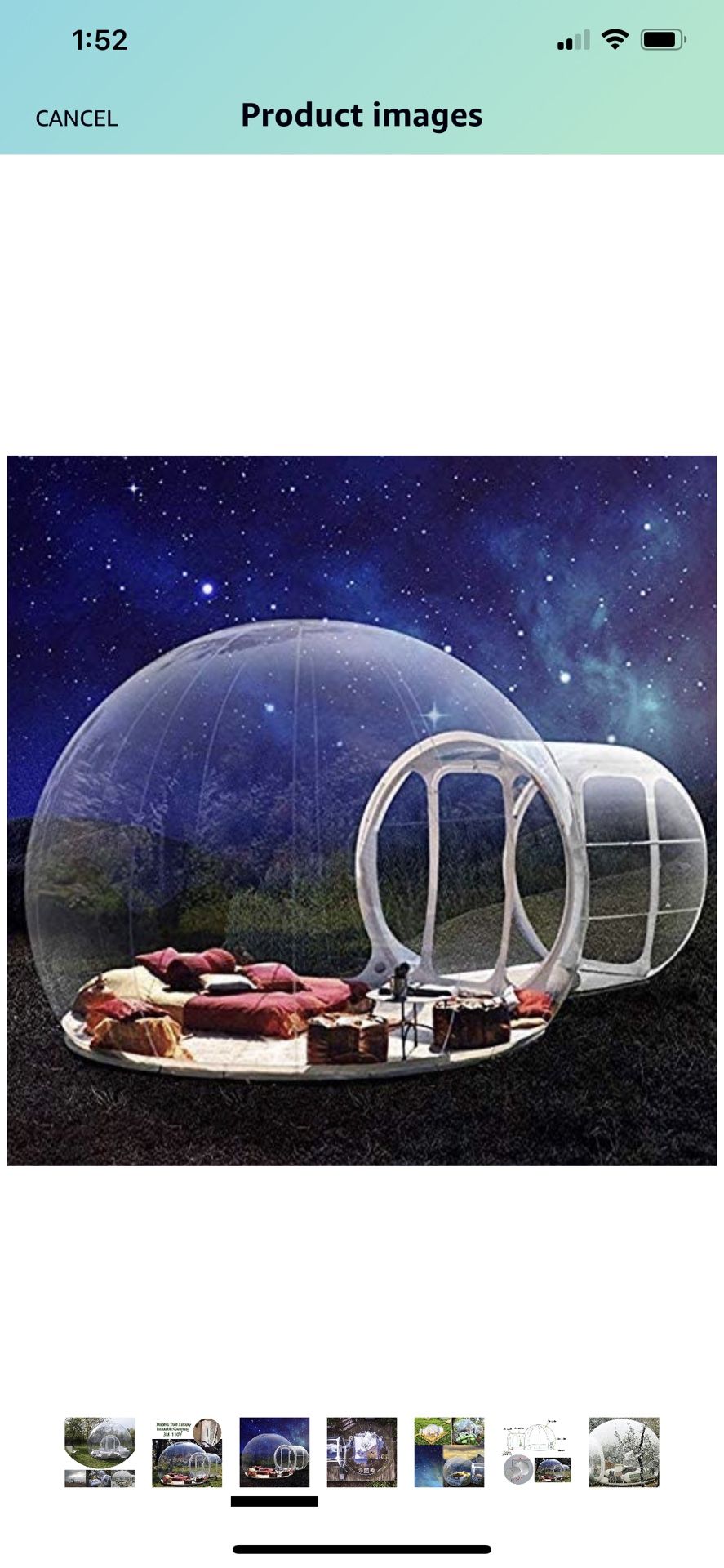 Luxurious Outdoor Single Tunnel Inflatable Bubble Tent Family Camping Backyard Transparent