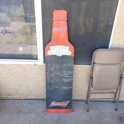 Budweiser Bud Beer Bottle Embossed Large Metal 54" Tall Tavern Bar Tin Sign