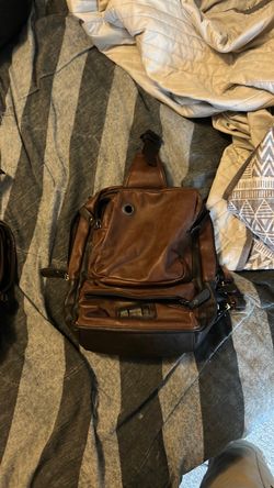 Brown Leather Sling Crossbody Bag