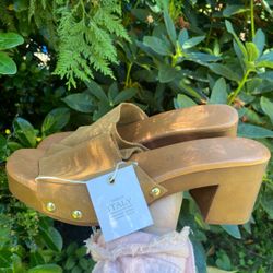 Christian Di Riccio Chunky Womens Shoes Sz 8 Studded Leather Slide Sandals NWT
