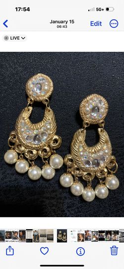 Beautiful Pair Of Vintage Jacky De G Earrings From France