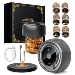 Electric Whiskey Smoker Kit with 6 Wood Chips, No Butane Needed, Rechargeable Cocktail Smoker Kit, Smoker for Old Fashioned Cocktails,