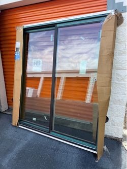 RELIABILT 72-in × 80-in x 4-9/16-in Jamb Black Vinyl Universal Sliding Patio Door with Low-E Glass