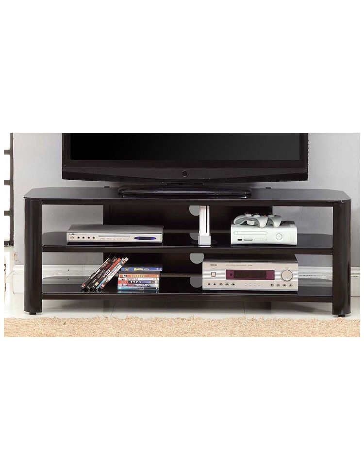 Innovex TPT58G29 Oxford Fold N Snap 58” glass TV Stand for TVs up to 60 inches, Black