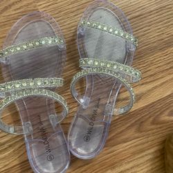 Wild Diva Transparent Rhinestone Sandals