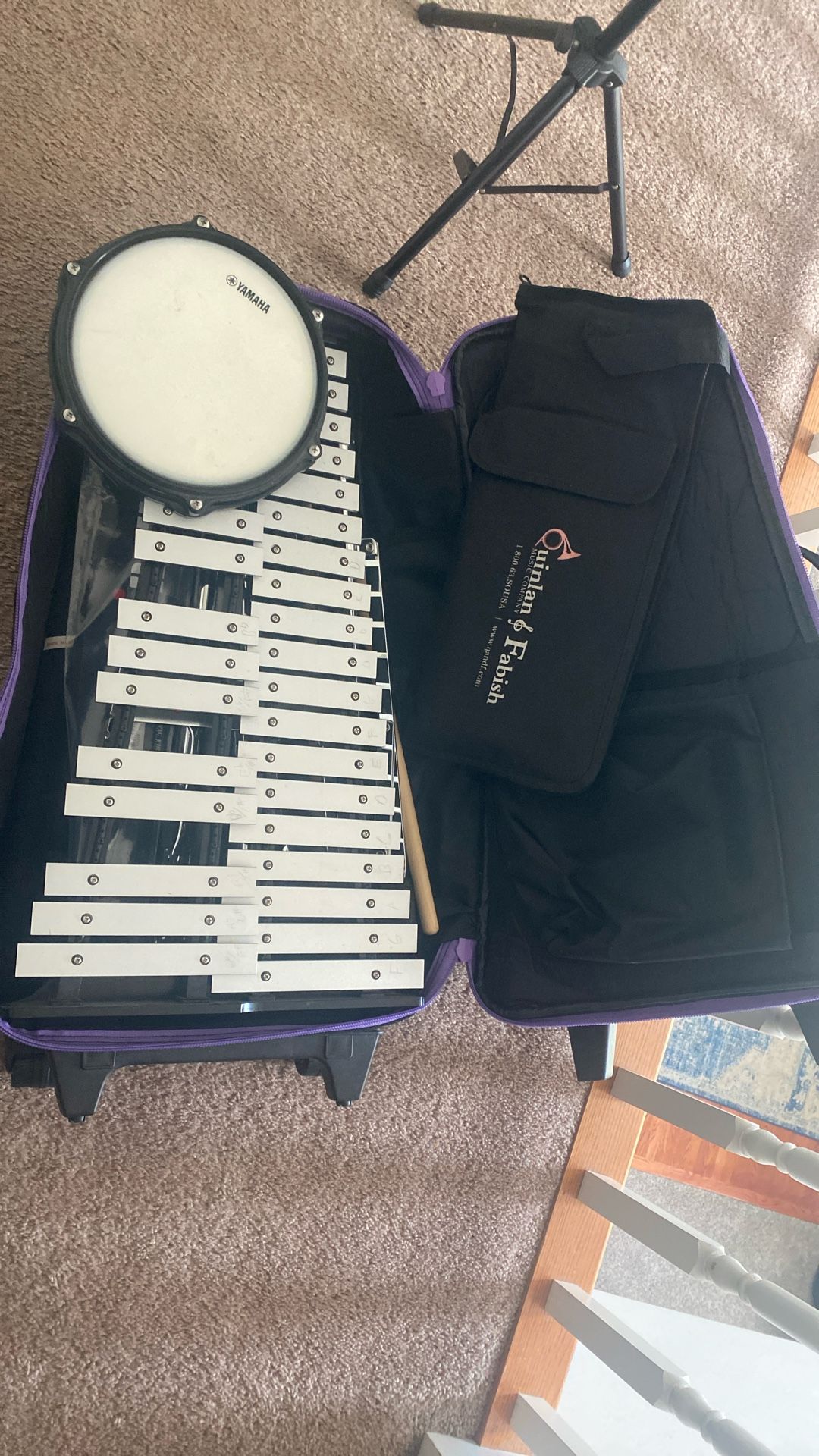 Percussion, Bells, Snare Drum w Stand And Music Stand And Carrying Case Band