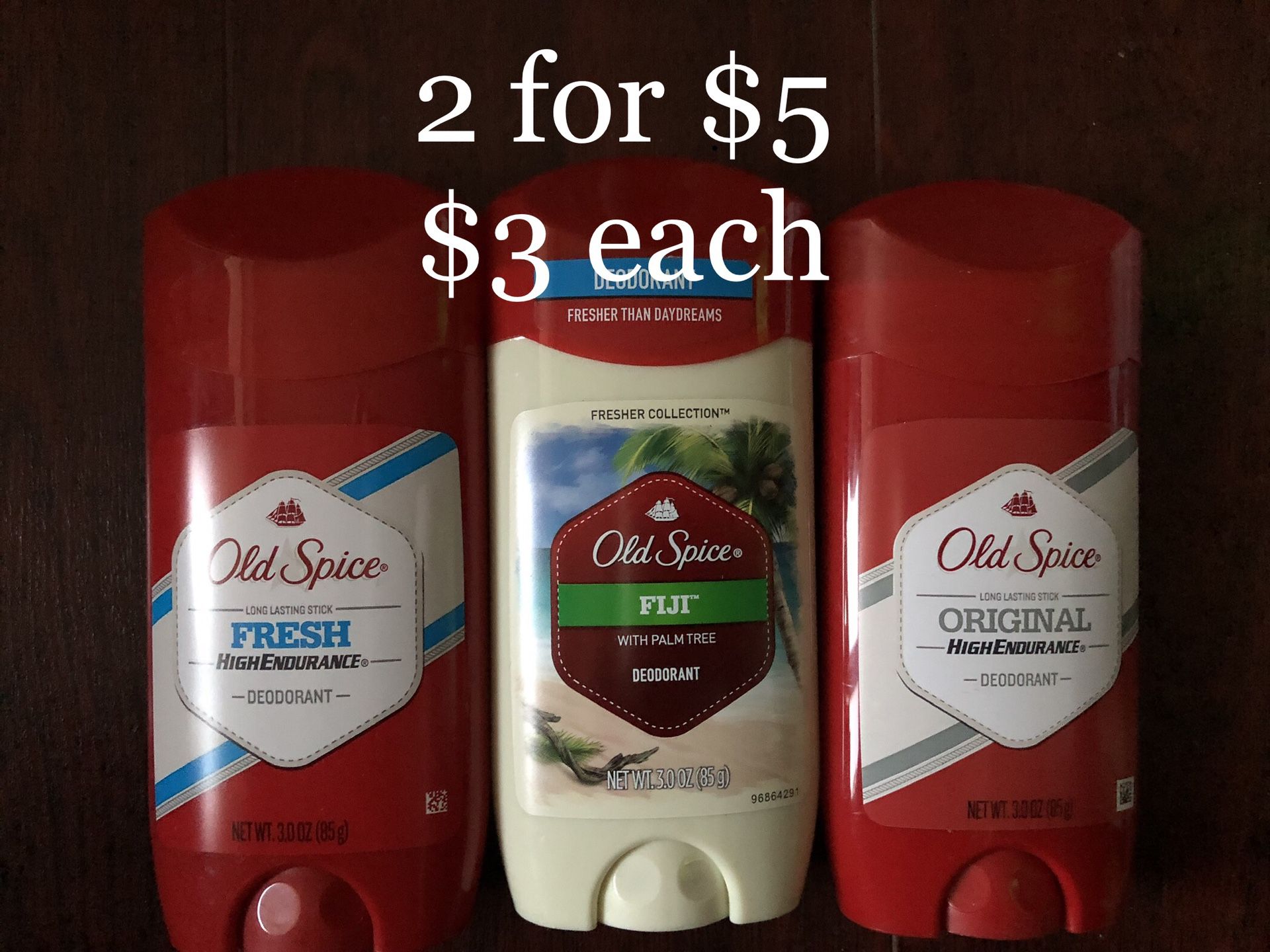 Old Spice Deodorant $3 each or 2 for $5