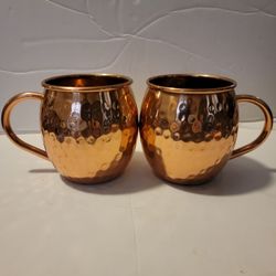 2 Hammered Copper Mugs