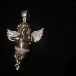 Gold Diamond Baby Angel Pendant