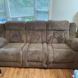 Reclining Couch / Sofa  & Loveseat with adjustable headrest