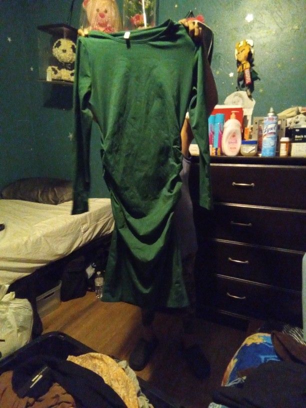 Dark Green Lomg Sleeve Dress