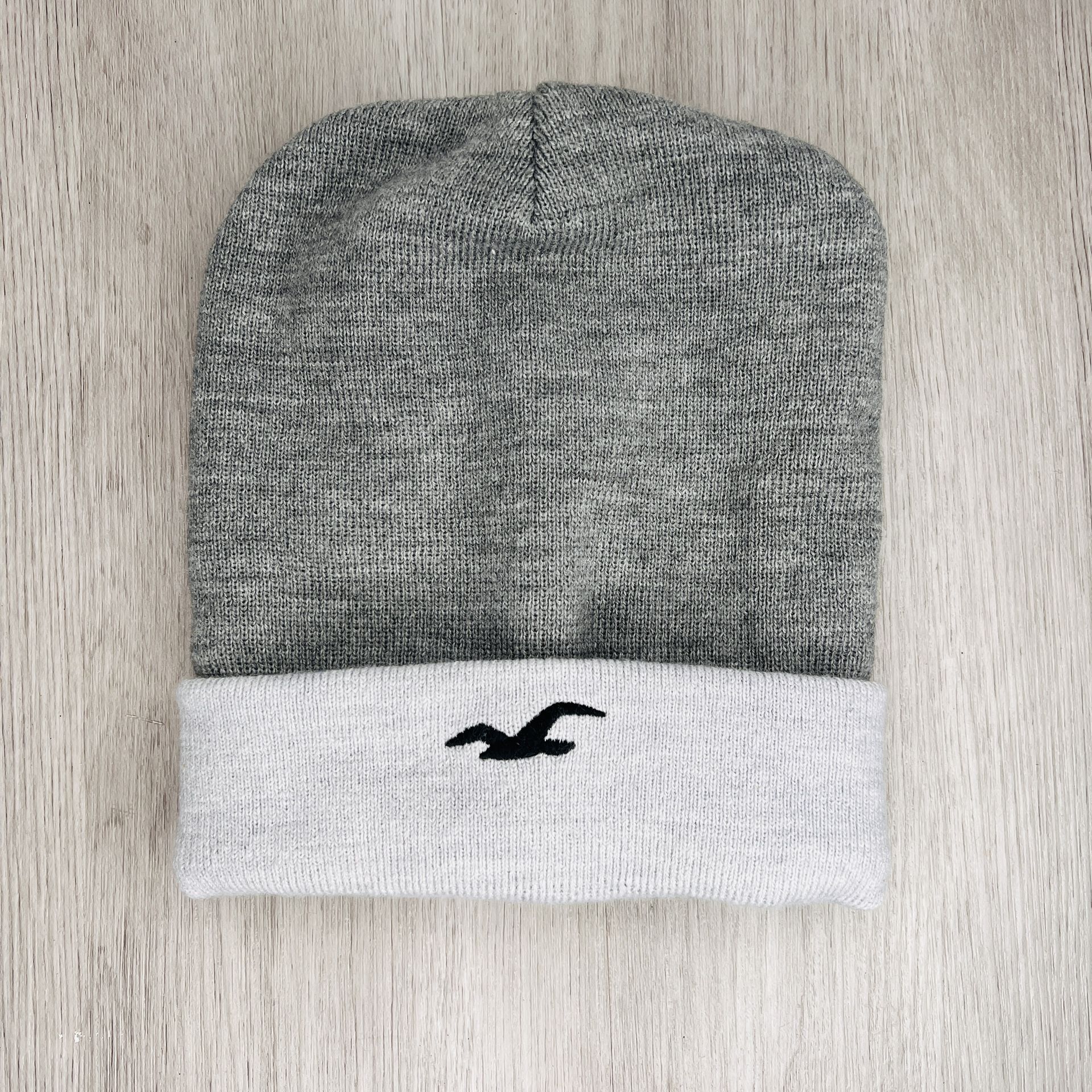 Hollister Co. Reversible Light And Dark Gray Beanie Hat Unisex