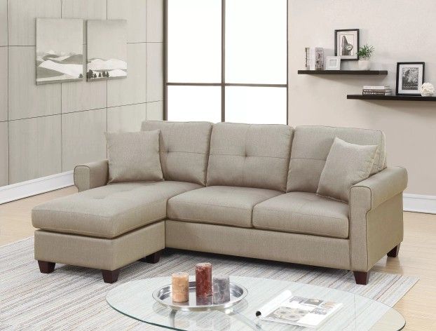 Brand New Beige Compact Sectional Sofa (Pillows Included)