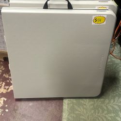 Lifetime 48 in. L Rectangle Almond Resin Adjustable Fold-In-Half Table with Bronze Frame.