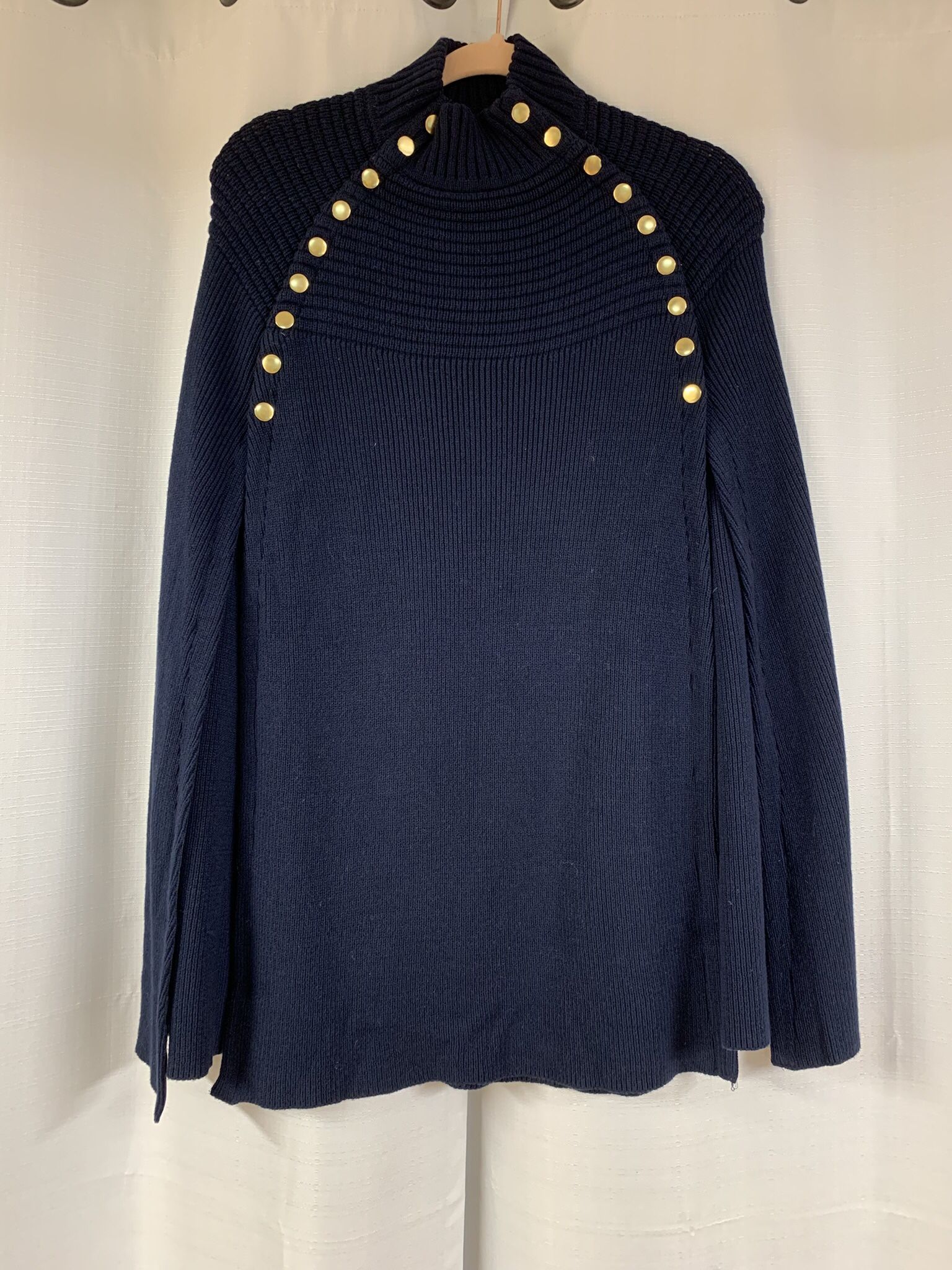 Medium Knitted Navy Blue Cape