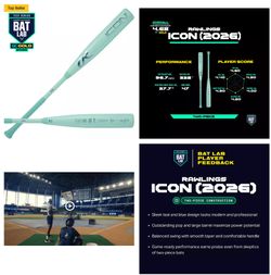 Rawlings Icon(2026) BBCOR 32 in Drop -3 Mint Green