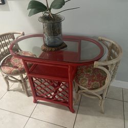 Mid-Century Bamboo Rattan Bistro Set