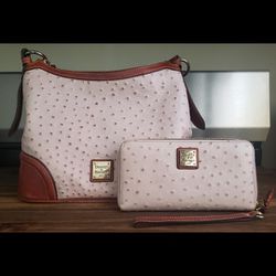 Dooney And Bourke Ostrich  Handbag With Wallet