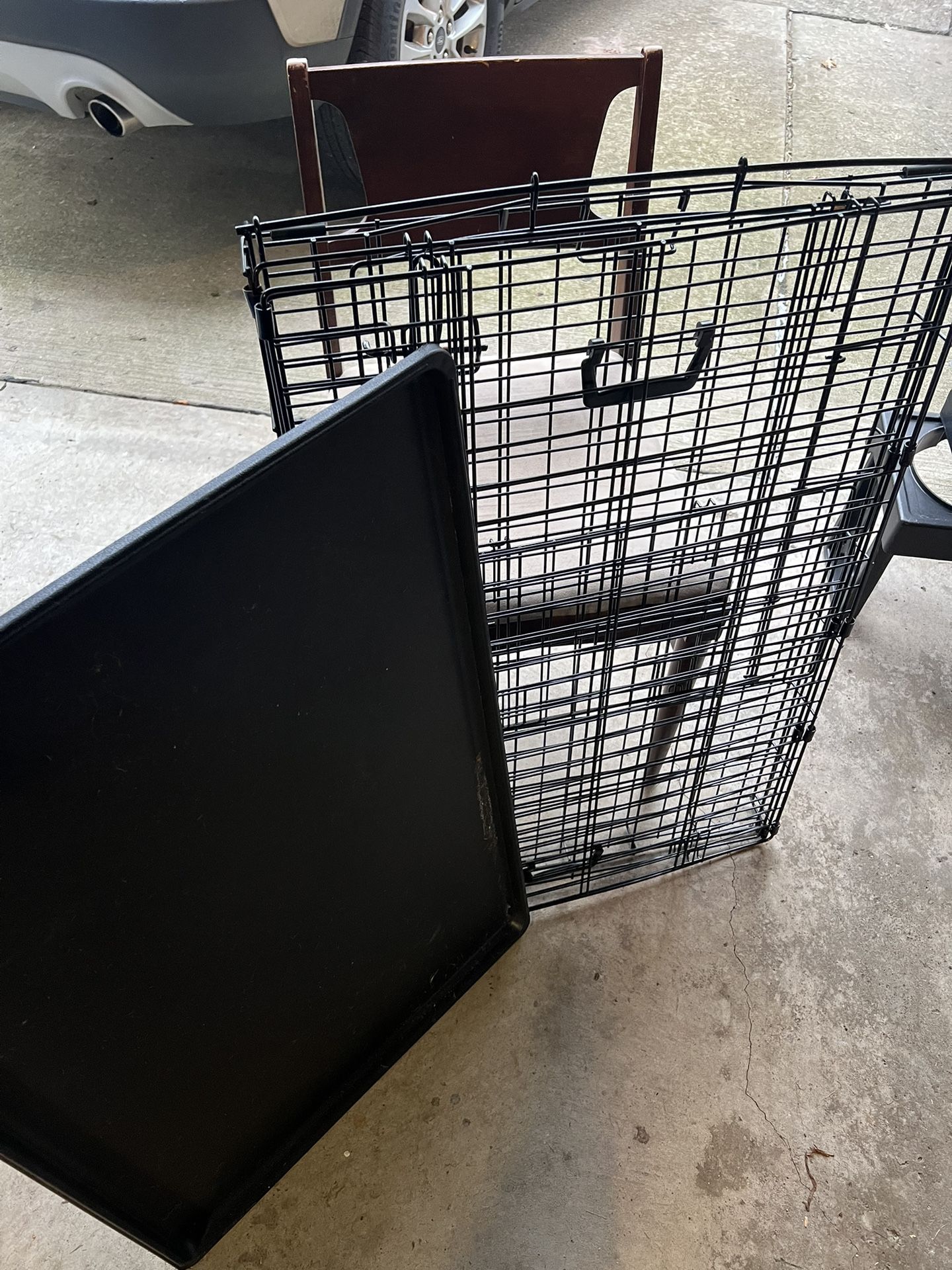 Large Dog cage and bowl holder
