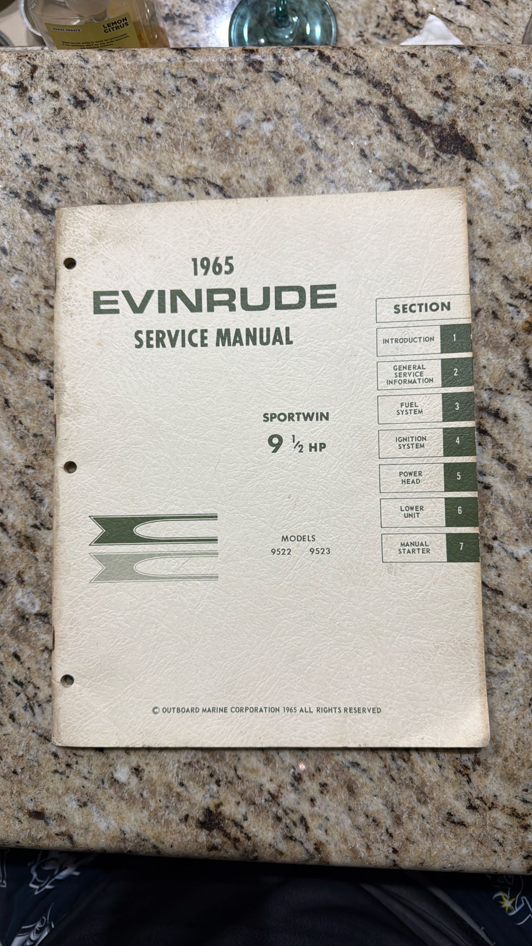 1965 Evinrude Sportwin 9.5 HP Service Manual