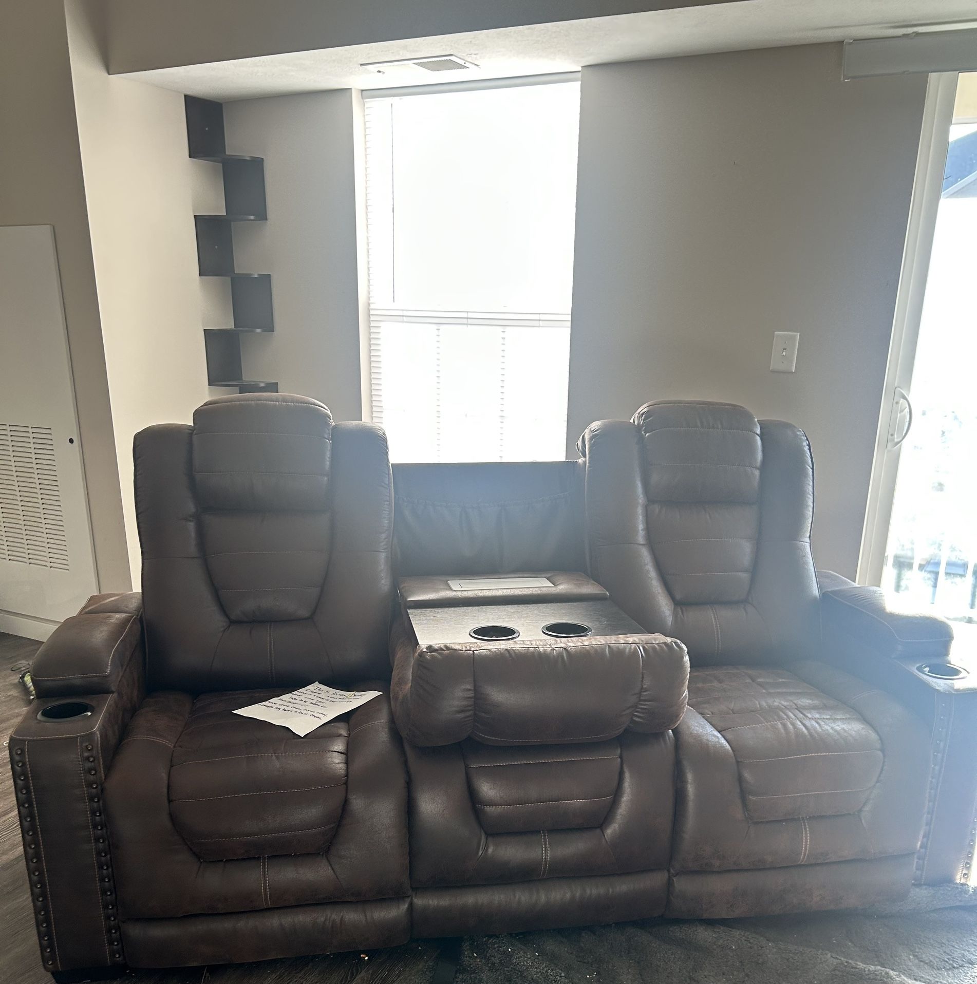 Brown Leather Reclining Couch