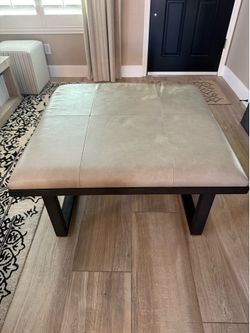 Pottery Barn leather ottoman coffee table