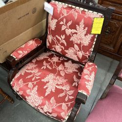 Red Floral Antique Chair