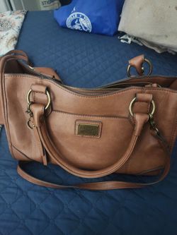Frye & Co. Cognac Brown Satchel Tote Shoulder Bag Large Zip Top EUC