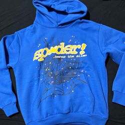 Yellow on Blue Sp5der Hoodie Size L
