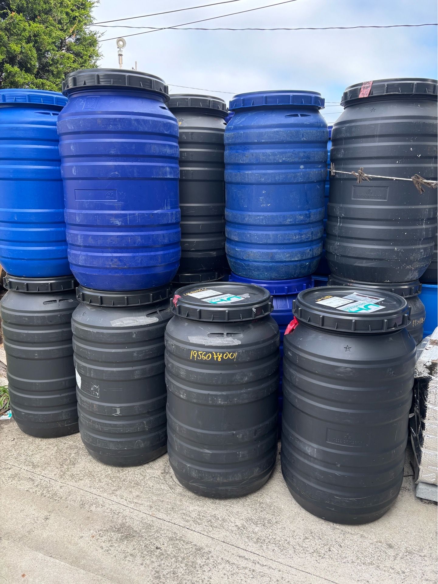 Plastic barrel $40each happy mother day