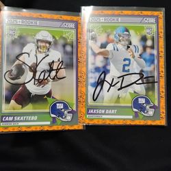 Cam Skattebo Jaxson Dart NFL Rookie Card Autograph New York Giants Signed Lot 