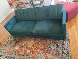 Gorgeous turquoise green velvet couch
