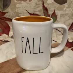 Rae Dunn Fall Y’all Ceramic Coffee Mug Orange Interior HTF