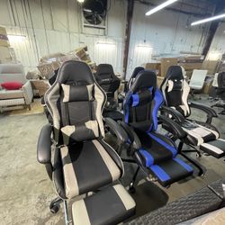 Gaming Chair Office Chair Leather High Back Computer Chair with Headrest and Lumbar Support 360° Swivel Ergonomic Footrest Adjustable Gamer Chair for 