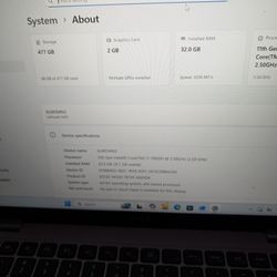 Dell Laptop 11th Gen I7 32 GB RAM 500 GB