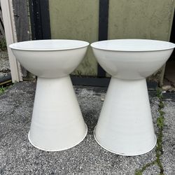 Ivory Metal Cylinder End Tables