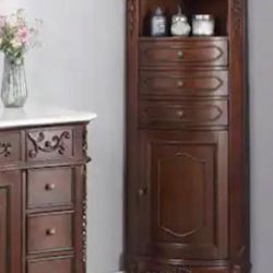 Winslow 22 in. W x 14 in. D x 68 in. H Brown Freestanding Linen Cabinet