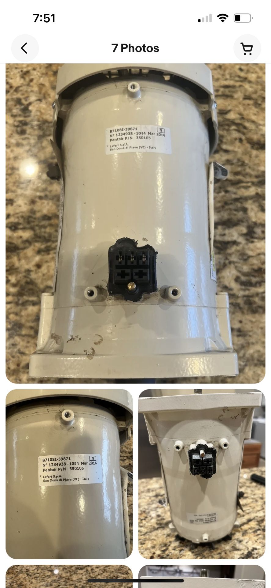 Pentair IntelliFlo 011018 Variable Speed Motor P/N 350105 - 3 HP vSP Vst