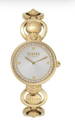 Versus Versace Gold-Tone Crystal Bracelet Watch NEW WITH TAG