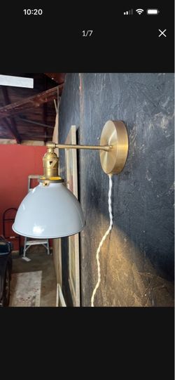 Brass Wall Sconce with Gray Shade