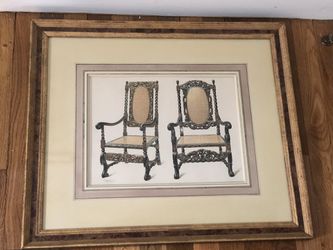 Two French Matted Prints of Early Antique chairs