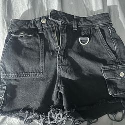 KSUBI Black PRETTY VEGAS CUT OFF Frayed Distressed Denim Jean Short Size 24