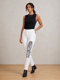 Leopard Print Skinny Jeans – White Size 8