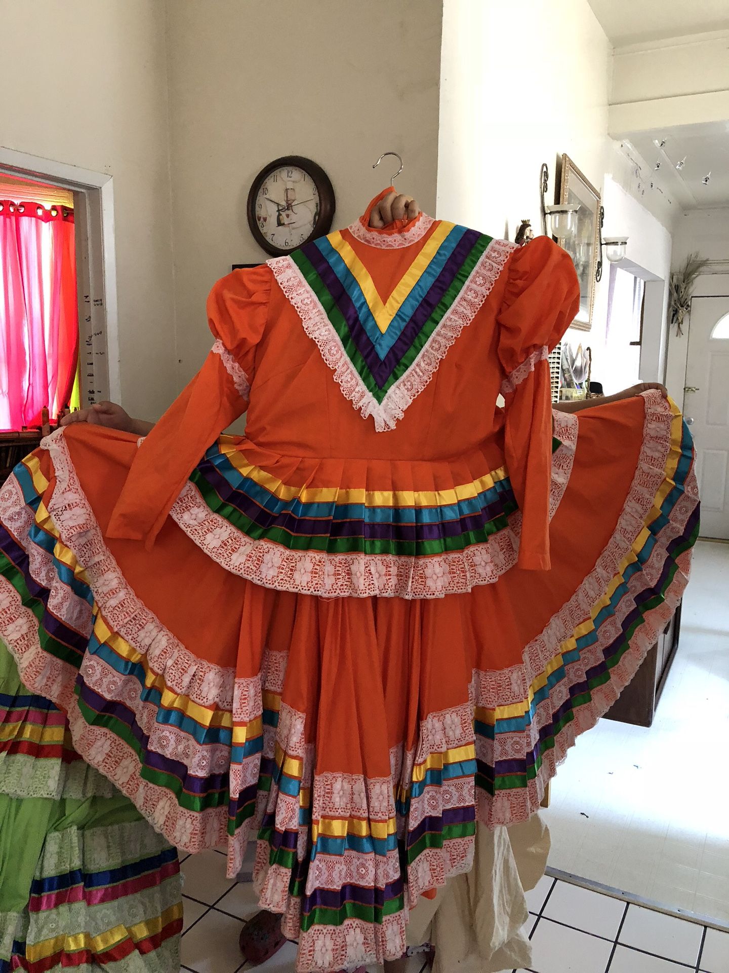 $150...Orange Jalisco dress. Used for Folklorico dances w