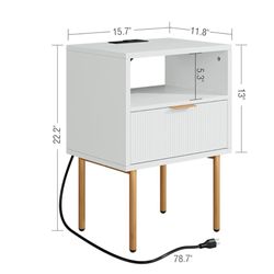 Side Table With Charging Station 