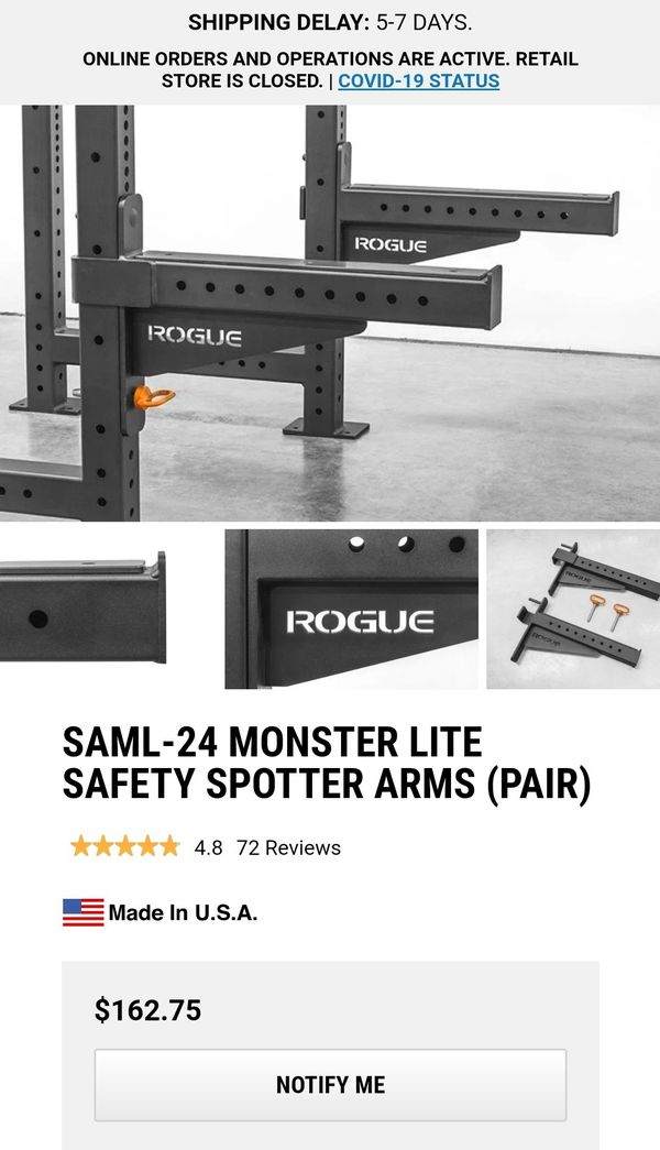 Rogue Fitness - Safety Spotter Arms SAML-24 (Monster Lite ...