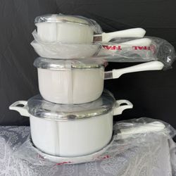 T-FAL: NEW, Cookware, WHITE, Ultrabase Series, 8pc set, 1980-90’s