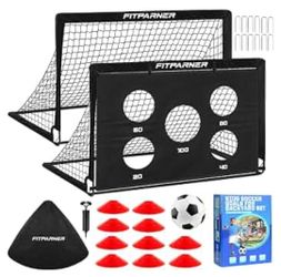 Soccer Goal,Backyard Soccer Goals for Kids 2 Pack,4x3/6x4 FT Portable Toddler Soccer