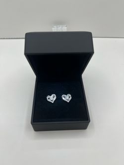 Diamond Heart Stud Earrings