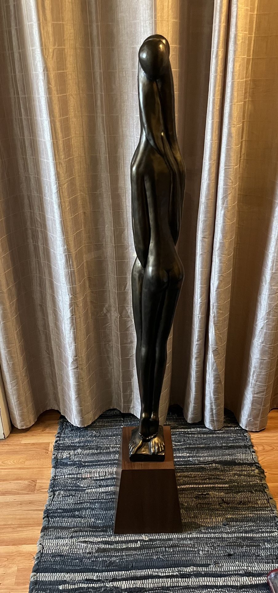 Mid Century 1966 Austin Productions signed bronzed ceramic 56” tall Embracing Couple Statue